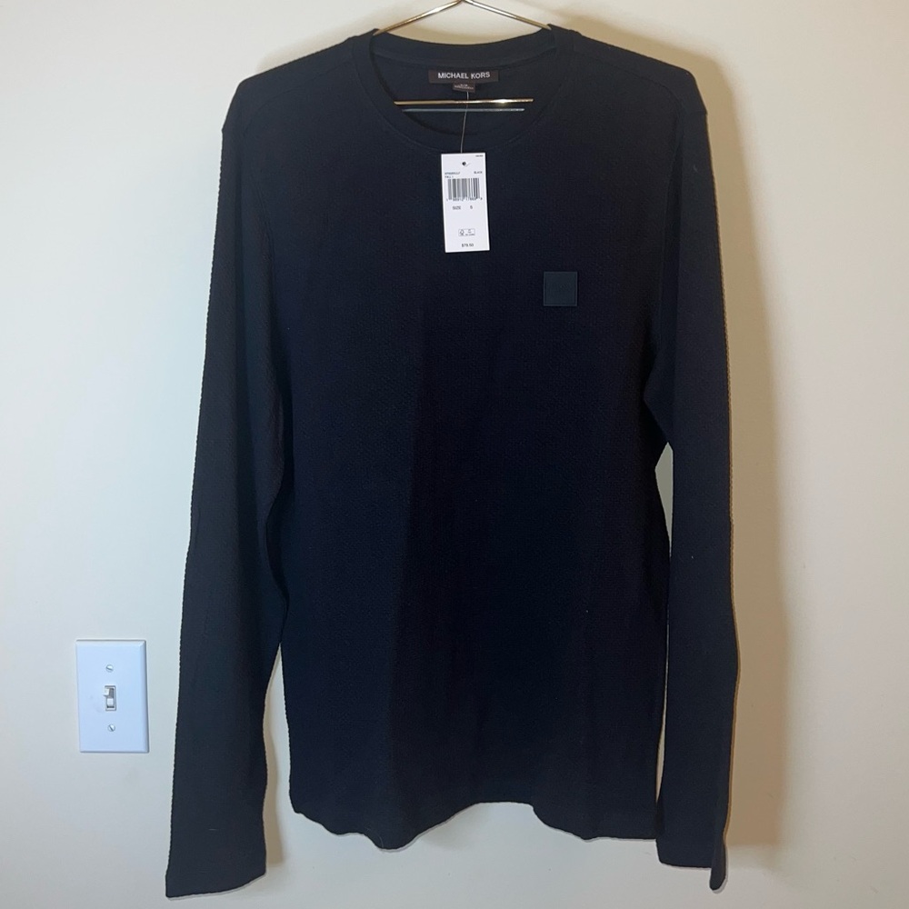 Michael Kors Men’s Black Textured Long Sleeve Shirt NWT Size Small
